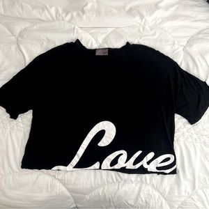 BETSEY JOHNSON Performance Love Crop Top Black White size XL